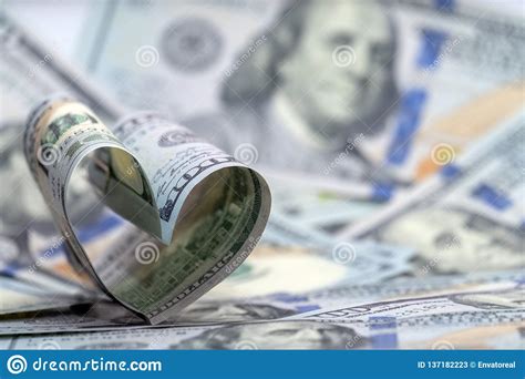 Hundred Dollar Banknote Of Usa In The Shape Of A Heart Money
