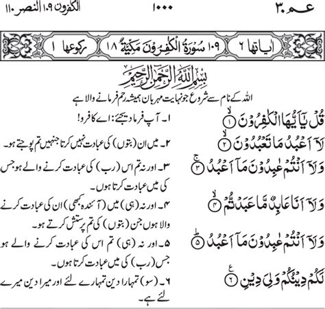 Al Quran Surah Al Kafiroon In Urdu Translation Islam The Real Way To