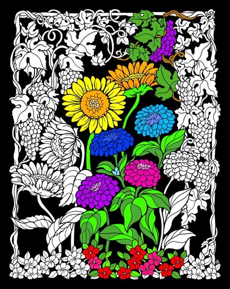 Sunflower Garden Fuzzy Velvet Coloring Poster Arrives Uncolored