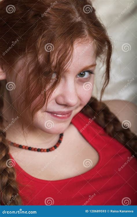 picture of lovely redhead girl with long braids stock image image of healthy look 120689593