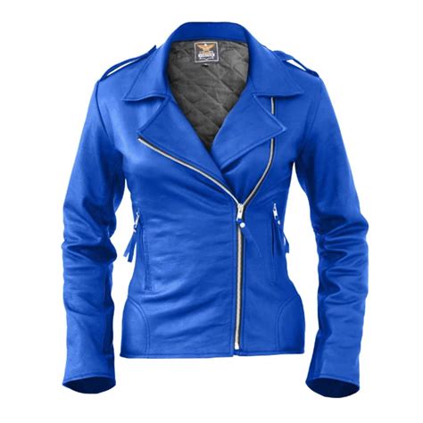 Blue Biker Jacket For Womens Brando Genuine Leather Jacket Flesh