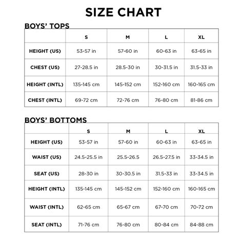 Mens And Youth Size Charts Brooklyn Cloth
