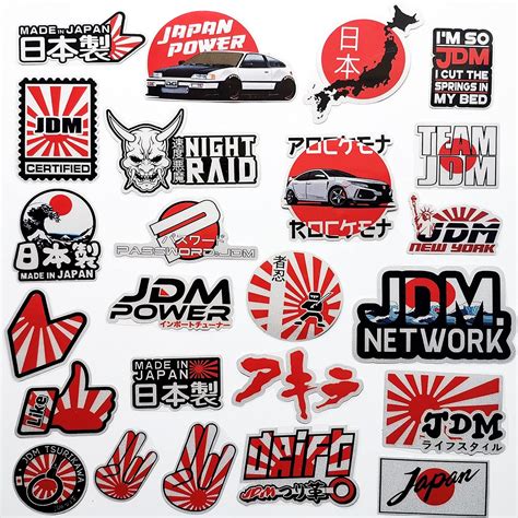 Hirokun 46pcs Funny Jdm Car Stickers Japan Flag Rising Sun Rear Window