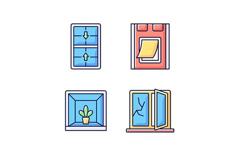Installing Windows And Doors Icons Outline Icons Creative Market