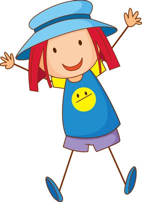 A Girl Wearing Hat Cartoon Character In Hand Drawn Doodle Style 2174017
