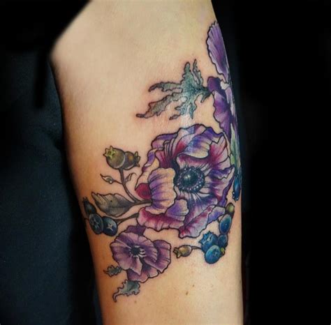 Anemone Purple Flower Tattoo By Aubrey Mennella Tattoonow