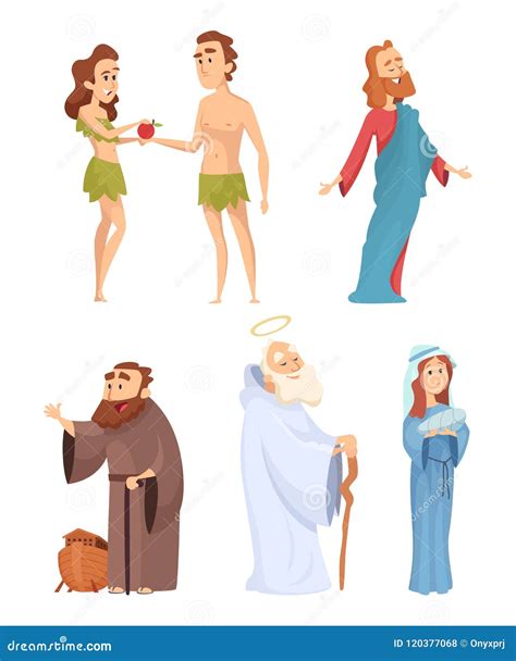 Historical Characters Of Bible Vector Mascots In Various Poses Stock