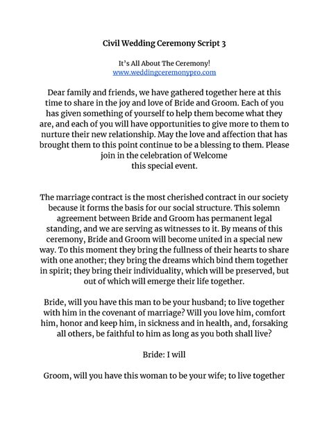 Civil Wedding Ceremony Script 3 Civil Wedding Ceremony Script 3 Its