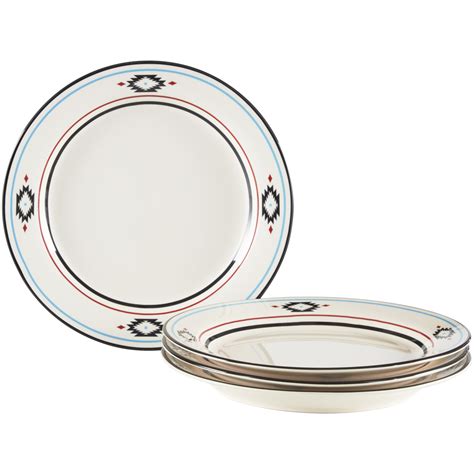 Mainstays Southwestern Border Stoneware Dinner Plate 4 Pack Beige