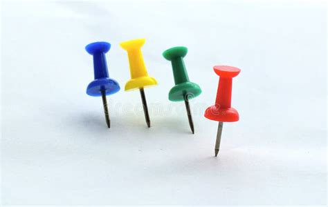 Pins In A White Paper Blue And Red Pin Stock Image Image Of Sharp