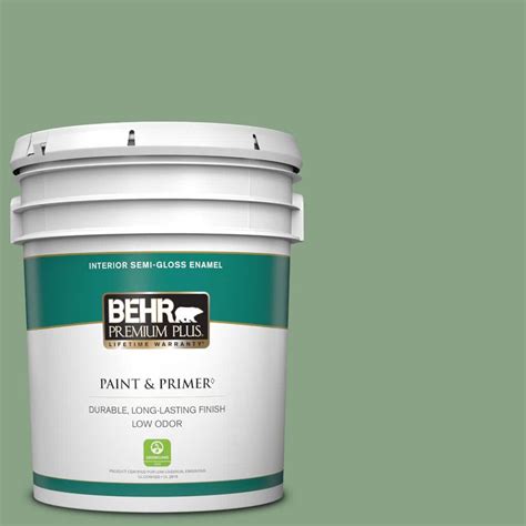 Behr Premium Plus Gal S Gallery Green Semi Gloss Enamel Low