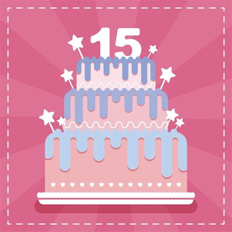 Tarjeta De Felicitación De Feliz Cumpleaños Con Pastel Para 15 Años