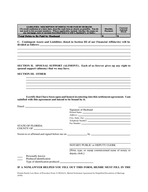 Free Florida Simplified Divorce Forms Universal Network