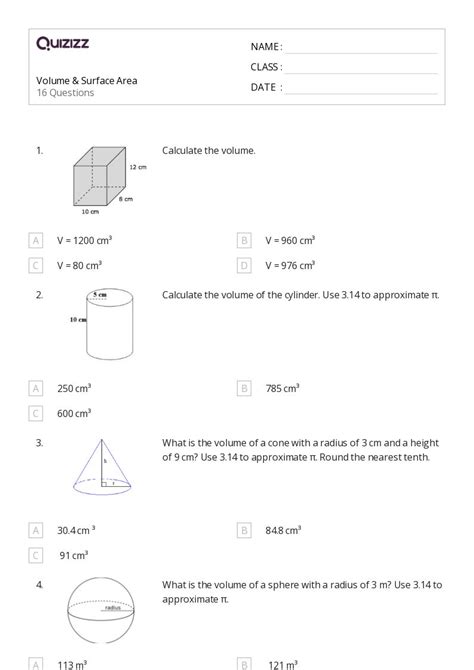 50 Volume And Surface Area Of Cubes Worksheets For 12th Class On