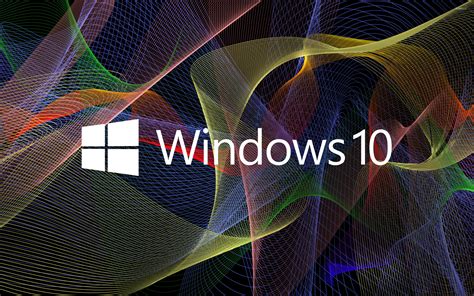 Windows 10 White Text Logo On Colorful Waves Wallpaper Computer