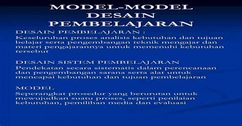 Model Model Desain Pembelajaran Pdf Document