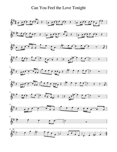 Can You Feel The Love Tonight Sheet Music For Violin Solo
