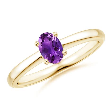 Classic Solitaire Oval Amethyst Promise Ring Angara