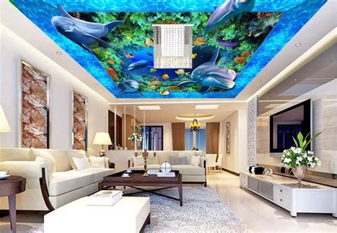 Custom 3d Ceiling The Underwater World 3d Room Wallpaper Sky Wallpaper