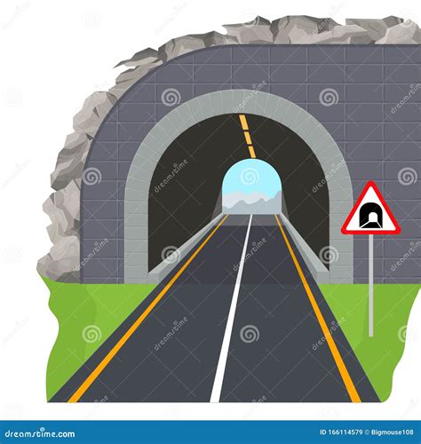 Cartoon Color Tunnel Highway Scene Concept Vector Stock Vector