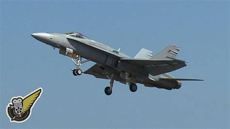 The super hornet is about 25% larger than its predecessor. F18 Hornet - Slow Speed Display - YouTube