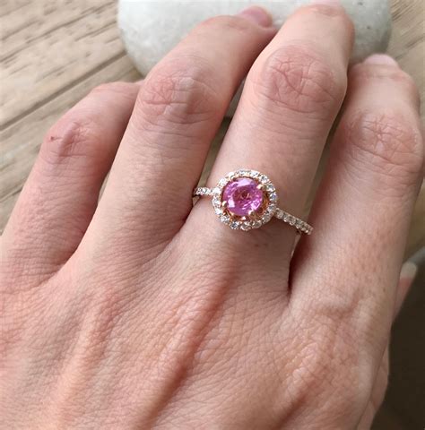 Certified Round 103ct Pink Sapphire Solid Gold Engagement Ring