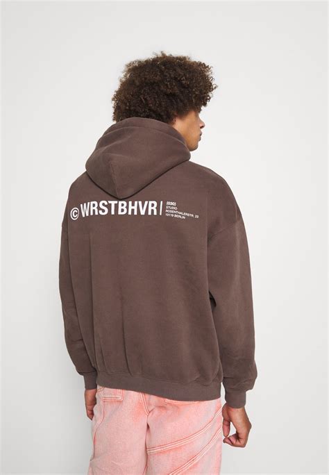 Wrstbhvr Warren Hoodie Unisex Jersey Con Capucha Choc Marrón Oscuro Zalando Es