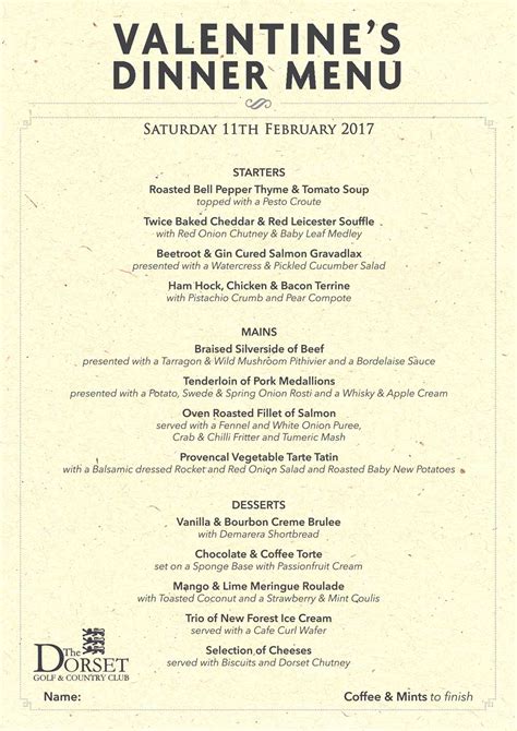 Email a fabulous and french valentine's day feast aperitif: VALENTINES-DINNER-MENU-NEW-17 - The Dorset Golf Resort
