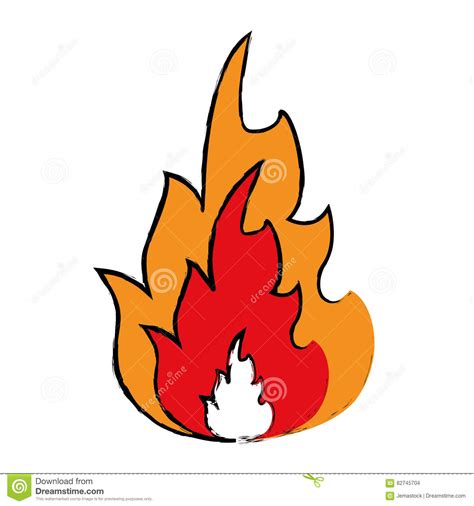 Drawing Hot Flame Spurts Fire Design Stock Vector - Illustration of ...