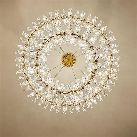 Crystal Living Room Chandeliers Modern Luxury Foyer Round Pendent Ligh