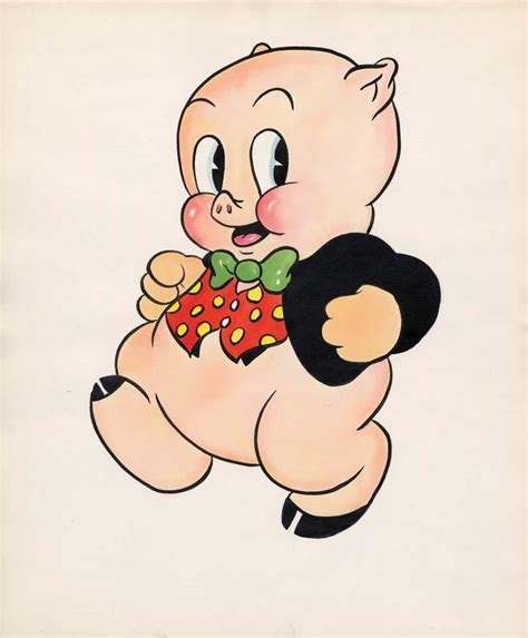 Porky Pig Fan Card Original Color Illustration Pig