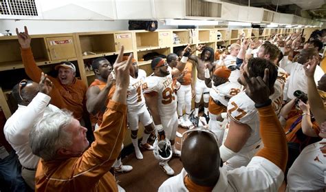 Texas Football Sings The Eyes Of Texas In The Locker Room After The Game Texas Football Ut