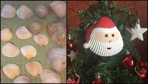 Make Santa Christmas Tree Ornaments With Seashells Craft Projects