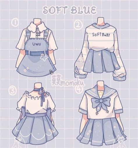 Soft Blue Cute Art Styles Drawing Anime Clothes Art Clothes