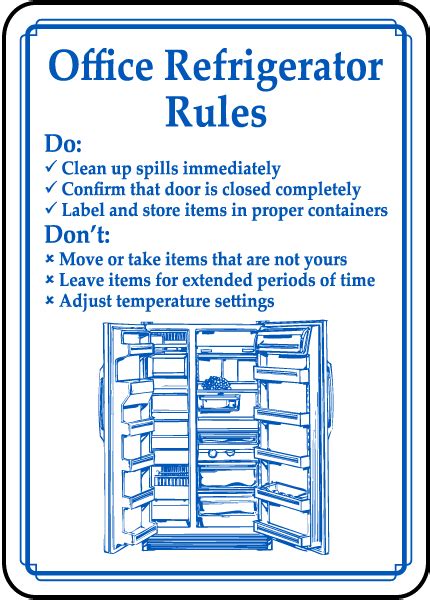 Office Refrigerator Rules Sign D5901 By