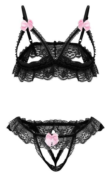 black bow detail peek a boo lingerie set lingerie prettylittlething il