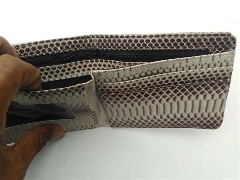 Genuine Snakeskin Leather Mens Slim Bifold Wallet Natural 2 ~ Ozone