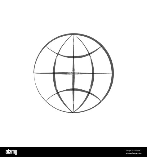 Globe Hand Drawn Earth On White Background World In Doodles Style