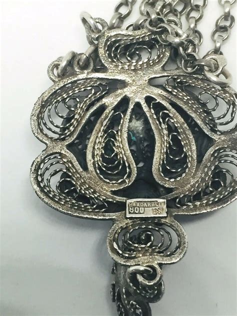 Stunning Vintage Filigree Necklace Silver Stamped Etsy