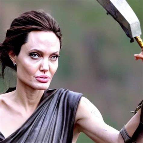 Krea Angelina Jolie As The Greek Goddess Athena Fighting In Battle Action Scene Live Action