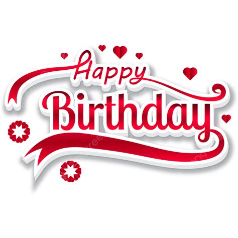 Happy Birthday Wishes Red Color With Love Text Sticker Transparent