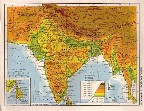 India Map 1960s Countries Nations Atlas Antique Map 85 X 7 Etsy