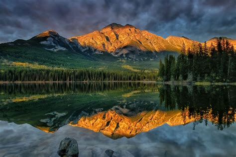 Landscape Photography Nature Lake Mountains Forest Morning Sunlight