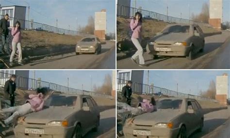 Russian Dashcam Captures Moment Woman Is Hit By A Car Daily Mail Online