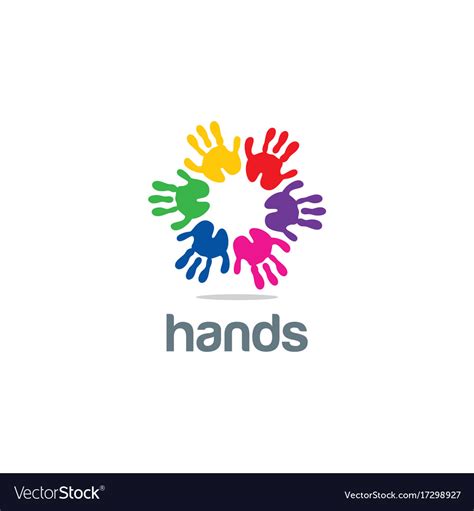 Hands Colorful Circle Logo Royalty Free Vector Image