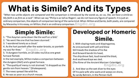 Simile And Its Types With Examples Pdf Simile In Literature Engdic