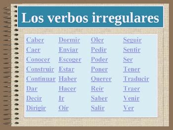 Spanish Irregular Verbs Verbos Irregulares Powerpoint Teaching Resources