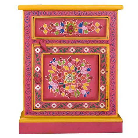 Check spelling or type a new query. Bedside Cabinet Solid Mango Wood Pink Hand Painted ...