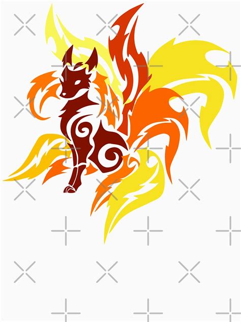 Nine Tailed Fox Kitsune Gumiho With Flame Tails T Shirt By Niaartland