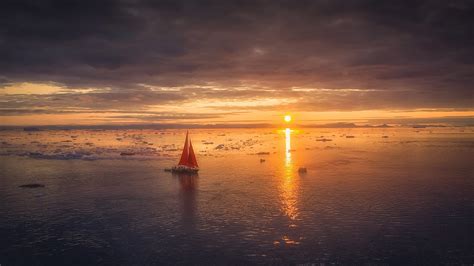 Sailboat On Sea During Sunset Hd Nature Wallpapers Hd